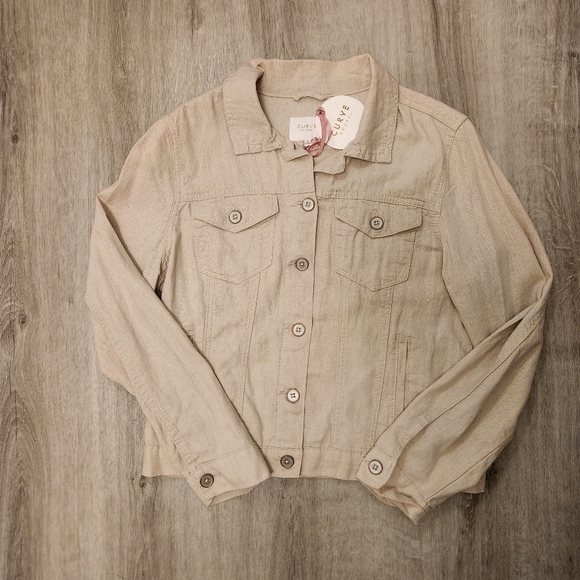 NWT Curve Appeal boxy linen blend summer jacket - Picture 2 of 9